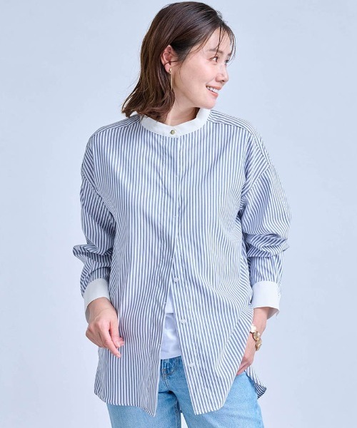 StyleNote(スタイルノート)の「シワになりにくいチュニックブラウス(シャツ/ブラウス・レディース・サックスブルー/オフホワイト/ネイビー・M/S/L)」の2枚目の写真