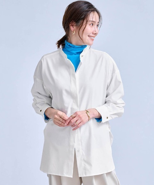 StyleNote(スタイルノート)の「シワになりにくいチュニックブラウス(シャツ/ブラウス・レディース・サックスブルー/オフホワイト/ネイビー・M/S/L)」の1枚目の写真