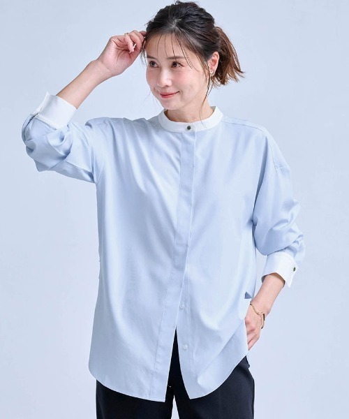 StyleNote(スタイルノート)の「シワになりにくいチュニックブラウス(シャツ/ブラウス・レディース・サックスブルー/オフホワイト/ネイビー・M/S/L)」の3枚目の写真