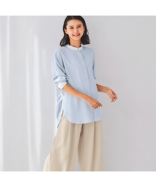 StyleNote(スタイルノート)の「シワになりにくいチュニックブラウス(シャツ/ブラウス・レディース・サックスブルー/オフホワイト/ネイビー・M/S/L)」の5枚目の写真