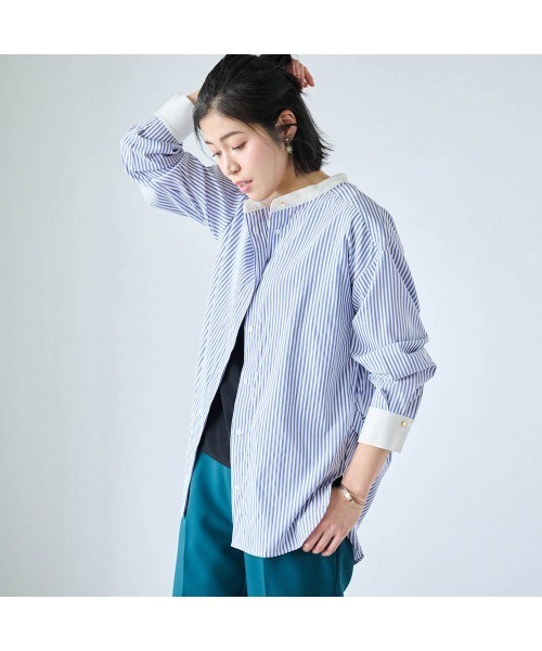 StyleNote(スタイルノート)の「シワになりにくいチュニックブラウス(シャツ/ブラウス・レディース・サックスブルー/オフホワイト/ネイビー・M/S/L)」の9枚目の写真