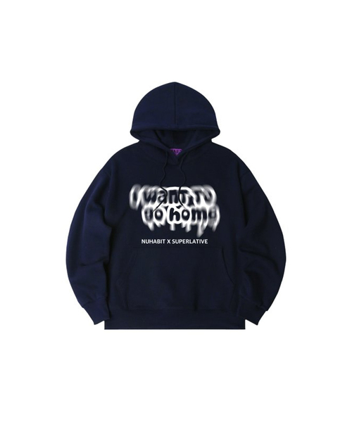 NUHABIT(ニューハビット)の「N/H I WANT TO GO HOME オーバーサイズ裏起毛フーディー_ネイビー (GOH4-4NH036)(パーカー・メンズ・ネイビー・MEDIUM/LARGE/X-LARGE)」の1枚目の写真
