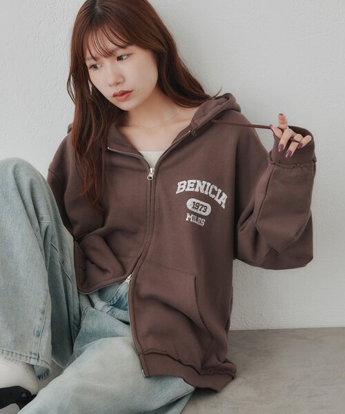 DISCOAT(ディスコート)の「【Enlude/セットアップ対応】ダブルジップパーカー《ユニセックス》(Tシャツ/カットソー・レディース・グレー/ブラウン/ネイビー・MEDIUM/LARGE)」の3枚目の写真