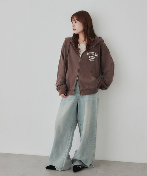 DISCOAT(ディスコート)の「【Enlude/セットアップ対応】ダブルジップパーカー《ユニセックス》(Tシャツ/カットソー・レディース・グレー/ブラウン/ネイビー・MEDIUM/LARGE)」の7枚目の写真