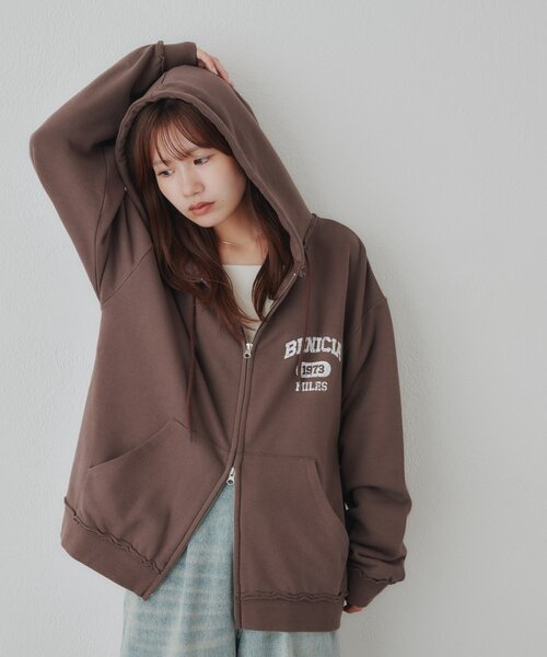 DISCOAT(ディスコート)の「【Enlude/セットアップ対応】ダブルジップパーカー《ユニセックス》(Tシャツ/カットソー・レディース・グレー/ブラウン/ネイビー・MEDIUM/LARGE)」の10枚目の写真