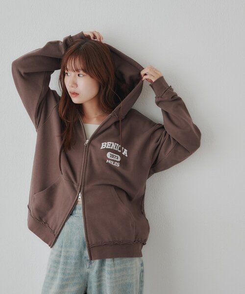 DISCOAT(ディスコート)の「【Enlude/セットアップ対応】ダブルジップパーカー《ユニセックス》(Tシャツ/カットソー・レディース・グレー/ブラウン/ネイビー・MEDIUM/LARGE)」の12枚目の写真