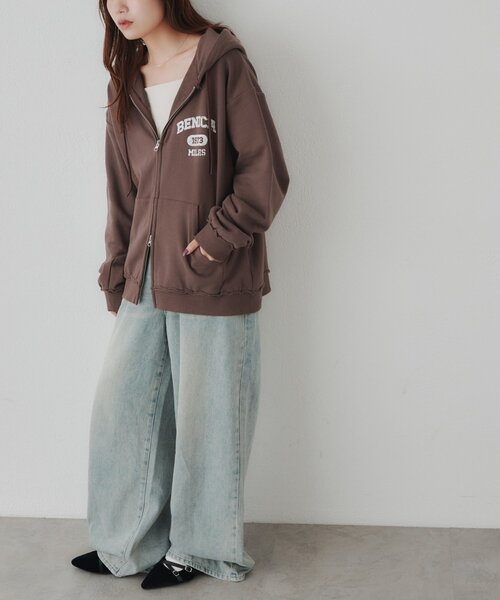 DISCOAT(ディスコート)の「【Enlude/セットアップ対応】ダブルジップパーカー《ユニセックス》(Tシャツ/カットソー・レディース・グレー/ブラウン/ネイビー・MEDIUM/LARGE)」の13枚目の写真