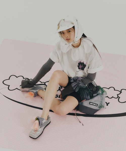 NON TOKYO(ノントーキョー)の「PRINT T-SHIRT(HAND)(Tシャツ/カットソー・レディース・グリーン/ホワイト/パープル・2/1)」の5枚目の写真