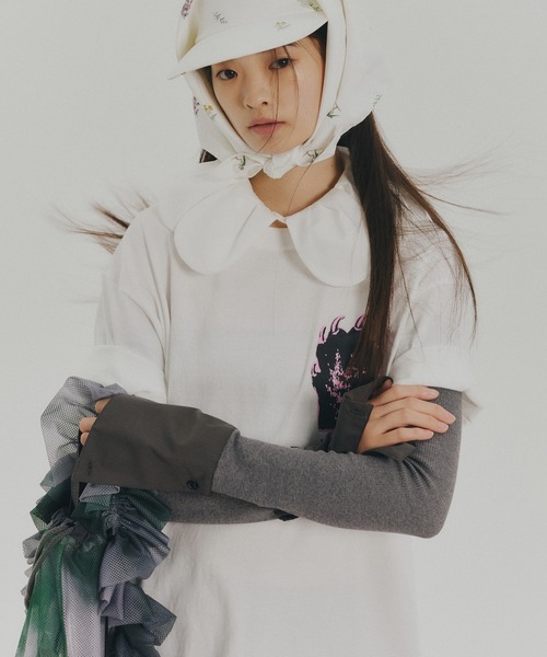 NON TOKYO(ノントーキョー)の「PRINT T-SHIRT(HAND)(Tシャツ/カットソー・レディース・グリーン/ホワイト/パープル・2/1)」の6枚目の写真