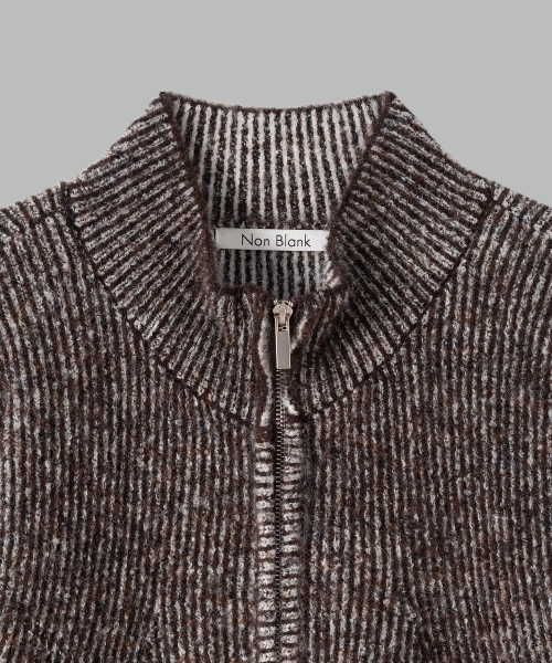NONBLANK(ノンブランク)の「ツートーン ジップアップ ニット_DARK BROWN(ニット/セーター・メンズ・その他・MEDIUM/LARGE/X-LARGE)」の4枚目の写真