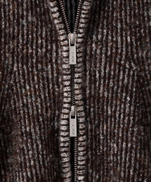 NONBLANK(ノンブランク)の「ツートーン ジップアップ ニット_DARK BROWN(ニット/セーター・メンズ・その他・MEDIUM/LARGE/X-LARGE)」の5枚目の写真