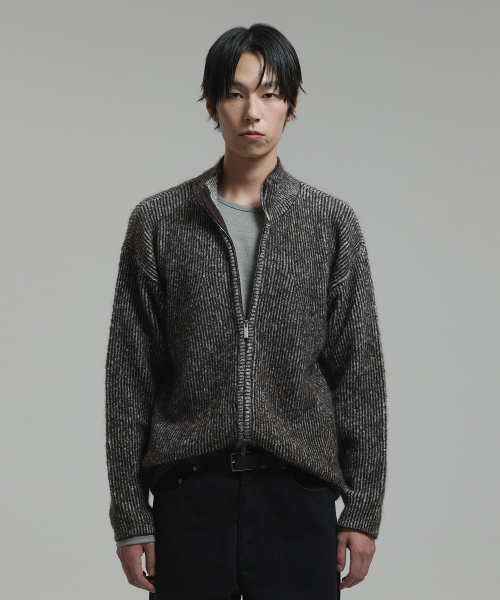NONBLANK(ノンブランク)の「ツートーン ジップアップ ニット_DARK BROWN(ニット/セーター・メンズ・その他・MEDIUM/LARGE/X-LARGE)」の7枚目の写真