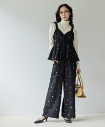【2点セット/Noka】ピーチ起毛花柄刺繍セットアップ《WEB限定》