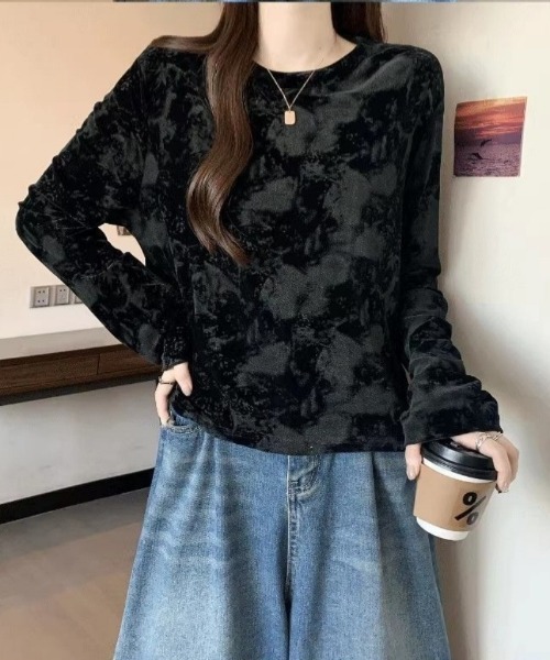 Ritzy(リッツィー)の「タイダイ柄・ロンT(Tシャツ/カットソー・レディース・ブラック/ブラウン・MEDIUM/LARGE)」の1枚目の写真