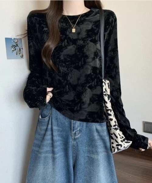 Ritzy(リッツィー)の「タイダイ柄・ロンT(Tシャツ/カットソー・レディース・ブラック/ブラウン・MEDIUM/LARGE)」の5枚目の写真