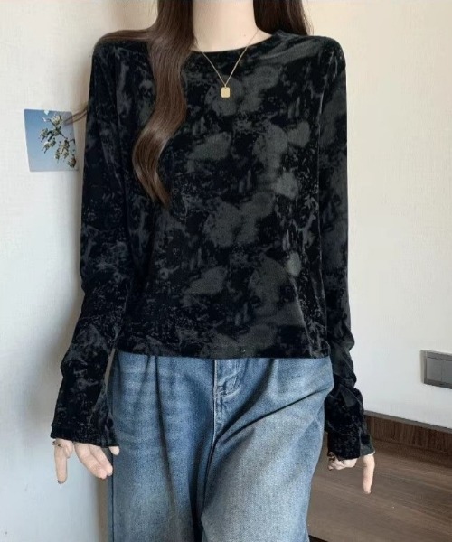 Ritzy(リッツィー)の「タイダイ柄・ロンT(Tシャツ/カットソー・レディース・ブラック/ブラウン・MEDIUM/LARGE)」の7枚目の写真