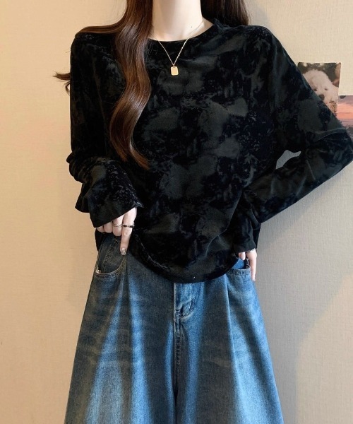Ritzy(リッツィー)の「タイダイ柄・ロンT(Tシャツ/カットソー・レディース・ブラック/ブラウン・MEDIUM/LARGE)」の8枚目の写真