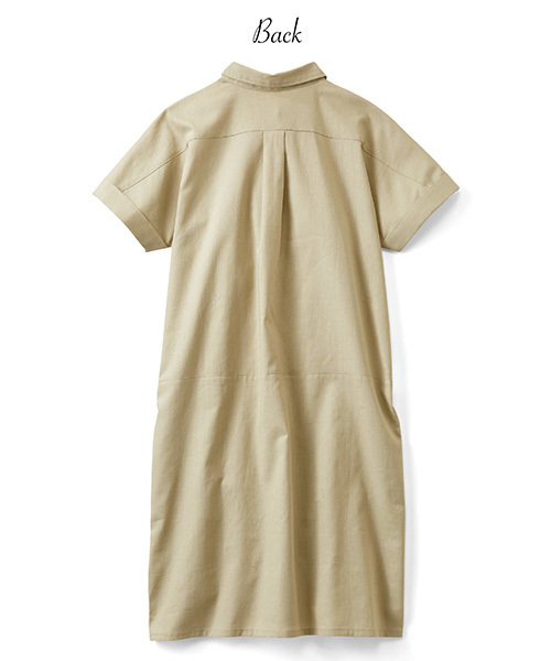 Live in comfort（リブインコンフォート）の「リブ　イン　コンフォート　麻混素材が快適な上品衿付きチュニックワンピース（チュニック・レディース・ベージュ/レッド/ブラック・X-LARGE/LARGE/SMALL/MEDIUM/XX-LARGE）」の4枚目の写真