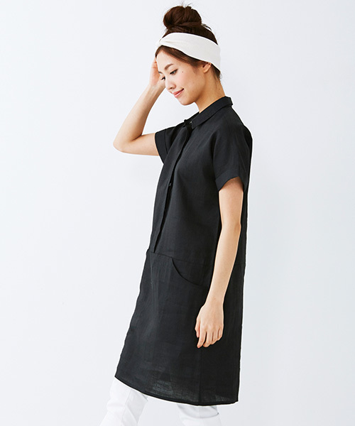 Live in comfort（リブインコンフォート）の「リブ　イン　コンフォート　麻混素材が快適な上品衿付きチュニックワンピース（チュニック・レディース・ベージュ/レッド/ブラック・X-LARGE/LARGE/SMALL/MEDIUM/XX-LARGE）」の10枚目の写真