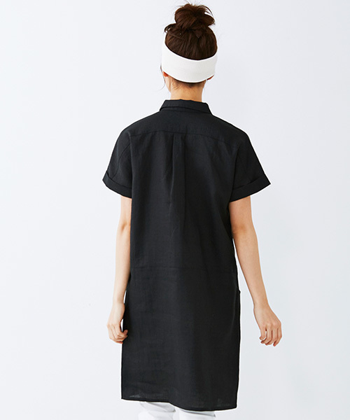 Live in comfort（リブインコンフォート）の「リブ　イン　コンフォート　麻混素材が快適な上品衿付きチュニックワンピース（チュニック・レディース・ベージュ/レッド/ブラック・X-LARGE/LARGE/SMALL/MEDIUM/XX-LARGE）」の11枚目の写真