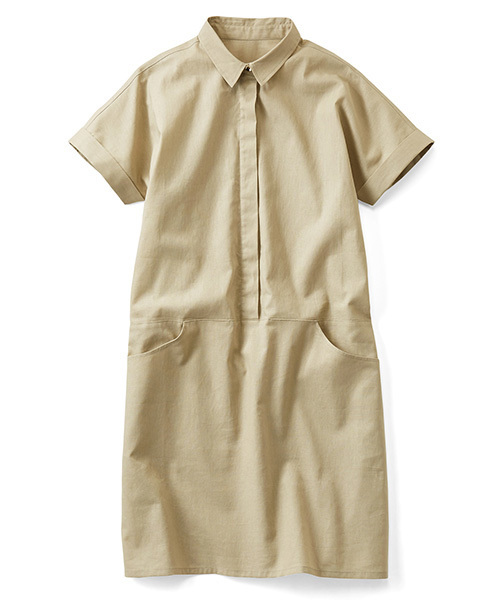 Live in comfort（リブインコンフォート）の「リブ　イン　コンフォート　麻混素材が快適な上品衿付きチュニックワンピース（チュニック・レディース・ベージュ/レッド/ブラック・X-LARGE/LARGE/SMALL/MEDIUM/XX-LARGE）」の13枚目の写真