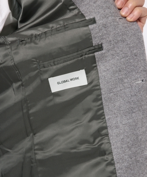 GLOBAL WORK（グローバルワーク）の「ウールチェスターコート/719550 （チェスターコート・メンズ・グレー系その他/ネイビー/ライトブラウン/グレー・SMALL/LARGE/X-LARGE/MEDIUM）」の6枚目の写真