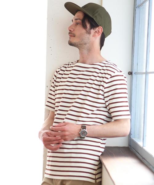 green label relaxing(グリーンレーベルリラクシング)の「KC ボーダー柄 ボートネック 半袖 Tシャツ ②◆(Tシャツ/カットソー・メンズ・ネイビー/ライトグレー/オフホワイト/ホワイト・LARGE/MEDIUM/SMALL/X-LARGE)」の2枚目の写真