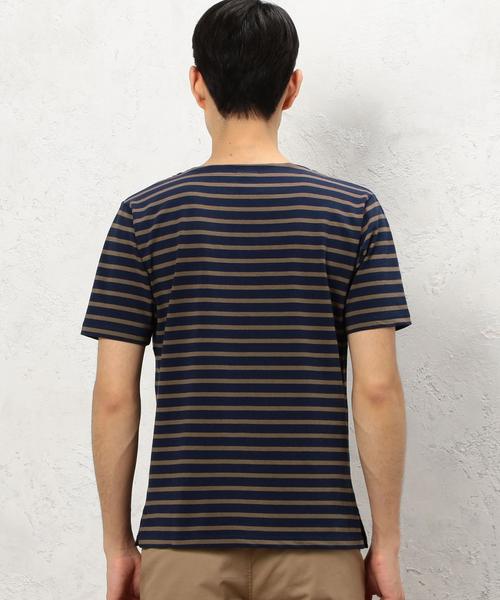 green label relaxing(グリーンレーベルリラクシング)の「KC ボーダー柄 ボートネック 半袖 Tシャツ ②◆(Tシャツ/カットソー・メンズ・ネイビー/ライトグレー/オフホワイト/ホワイト・LARGE/MEDIUM/SMALL/X-LARGE)」の21枚目の写真