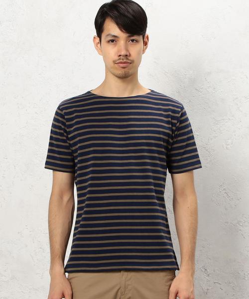 green label relaxing(グリーンレーベルリラクシング)の「KC ボーダー柄 ボートネック 半袖 Tシャツ ②◆(Tシャツ/カットソー・メンズ・ネイビー/ライトグレー/オフホワイト/ホワイト・LARGE/MEDIUM/SMALL/X-LARGE)」の22枚目の写真