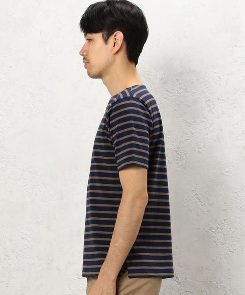 green label relaxing(グリーンレーベルリラクシング)の「KC ボーダー柄 ボートネック 半袖 Tシャツ ②◆(Tシャツ/カットソー・メンズ・ネイビー/ライトグレー/オフホワイト/ホワイト・LARGE/MEDIUM/SMALL/X-LARGE)」の15枚目の写真