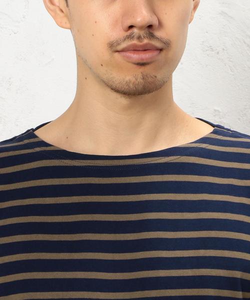 green label relaxing(グリーンレーベルリラクシング)の「KC ボーダー柄 ボートネック 半袖 Tシャツ ②◆(Tシャツ/カットソー・メンズ・ネイビー/ライトグレー/オフホワイト/ホワイト・LARGE/MEDIUM/SMALL/X-LARGE)」の17枚目の写真