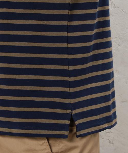 green label relaxing(グリーンレーベルリラクシング)の「KC ボーダー柄 ボートネック 半袖 Tシャツ ②◆(Tシャツ/カットソー・メンズ・ネイビー/ライトグレー/オフホワイト/ホワイト・LARGE/MEDIUM/SMALL/X-LARGE)」の19枚目の写真