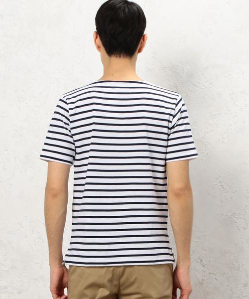 green label relaxing(グリーンレーベルリラクシング)の「KC ボーダー柄 ボートネック 半袖 Tシャツ ②◆(Tシャツ/カットソー・メンズ・ネイビー/ライトグレー/オフホワイト/ホワイト・LARGE/MEDIUM/SMALL/X-LARGE)」の9枚目の写真