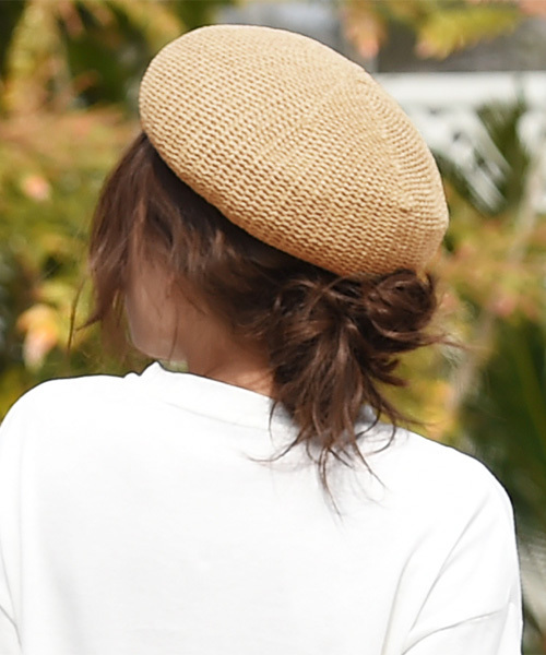 Luz Llena (NEY)(ラズレナニー)の「ペーパーベレー帽/帽子(ハンチング/ベレー帽・レディース・ベージュ/ブラック/ホワイト・フリ-)」の5枚目の写真