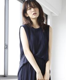 coen | ランダムプリーツノースリーブカットソー(シャツ/ブラウス)