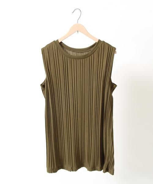 coen（コーエン）の「【セットアップ対応】ランダムプリーツノースリーブプルオーバー（シャツ/ブラウス・レディース・ネイビー/オリーブ・FREE）」の3枚目の写真