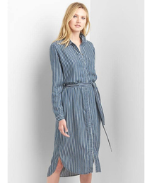 GAP | Gap ストライプTENCEL(TM) ミディシャツワンピース(ワンピース)