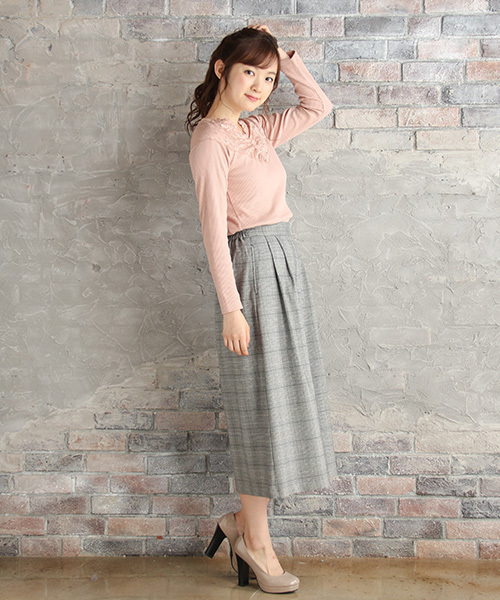 Honeys（ハニーズ）の「レース使いプルオーバー（Tシャツ/カットソー・レディース・アイボリー/ブラック/ピンク/杢グレー・L/M/S）」の16枚目の写真