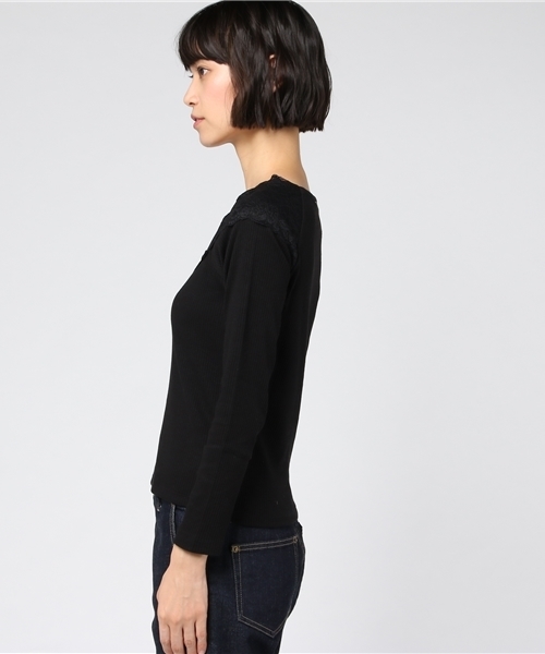 Honeys（ハニーズ）の「レース使いプルオーバー（Tシャツ/カットソー・レディース・アイボリー/ブラック/ピンク/杢グレー・L/M/S）」の8枚目の写真