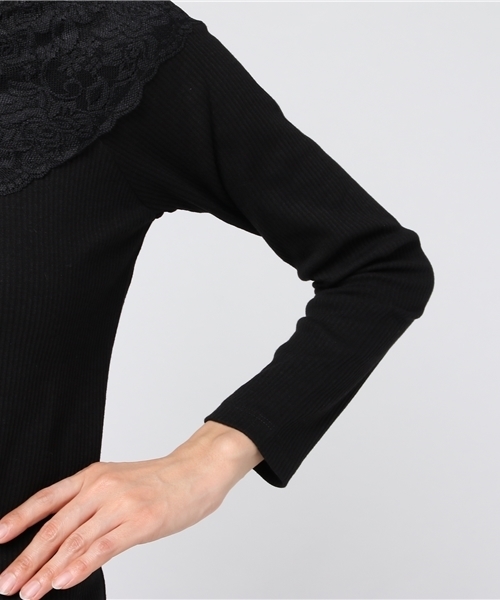 Honeys（ハニーズ）の「レース使いプルオーバー（Tシャツ/カットソー・レディース・アイボリー/ブラック/ピンク/杢グレー・L/M/S）」の5枚目の写真