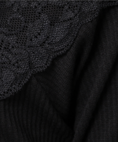 Honeys（ハニーズ）の「レース使いプルオーバー（Tシャツ/カットソー・レディース・アイボリー/ブラック/ピンク/杢グレー・L/M/S）」の9枚目の写真