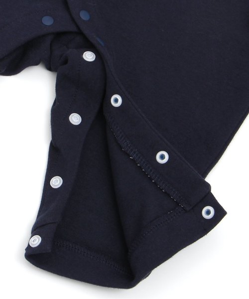 apres les cours（アプレレクール）の「バイカラーシャツレイヤードカバーオール（ロンパース・キッズ・グレー/レッド・70/80）」の4枚目の写真