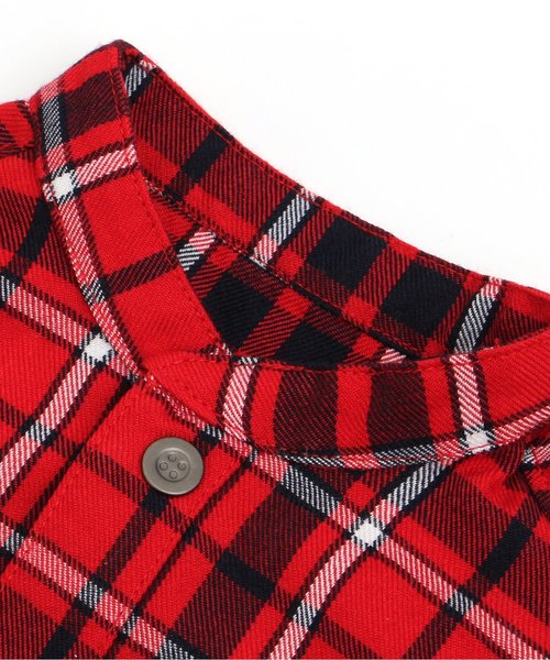 apres les cours（アプレレクール）の「バイカラーシャツレイヤードカバーオール（ロンパース・キッズ・グレー/レッド・70/80）」の6枚目の写真