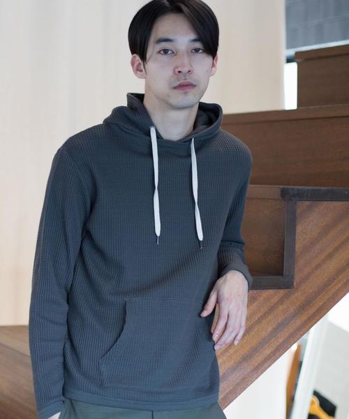 coen（コーエン）の「ワッフルパーカー（パーカー・メンズ・ライトブルー/ブラック/グレー・LARGE/MEDIUM/SMALL/X-LARGE）」の2枚目の写真