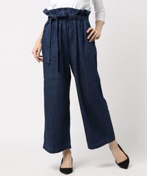 earth music&ecology | COTTON USA デニムパンツ(ベルト付ワイド)(デニムパンツ)