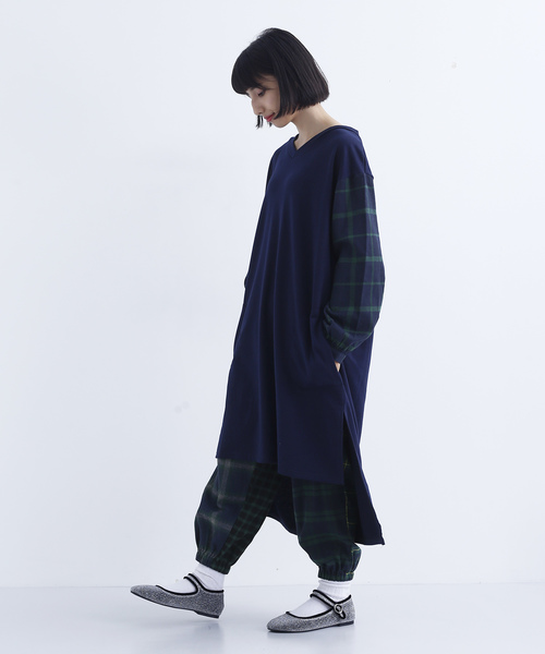 MERLOT（メルロー）の「チェック柄４面ドッキングコクーンパンツ7834（その他パンツ・レディース・ブラック/ネイビー・FREE）」の12枚目の写真