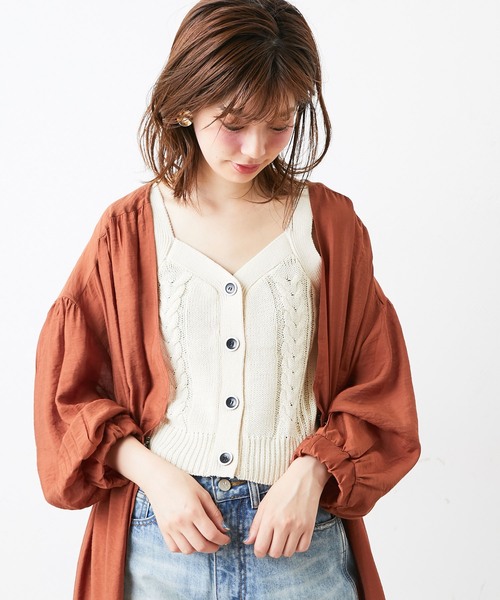 natural couture（ナチュラルクチュール）の「ケーブルニットキャミ（ニット/セーター・レディース・ブラック/ベージュ/ブラウン/オフホワイト・FREE）」の6枚目の写真