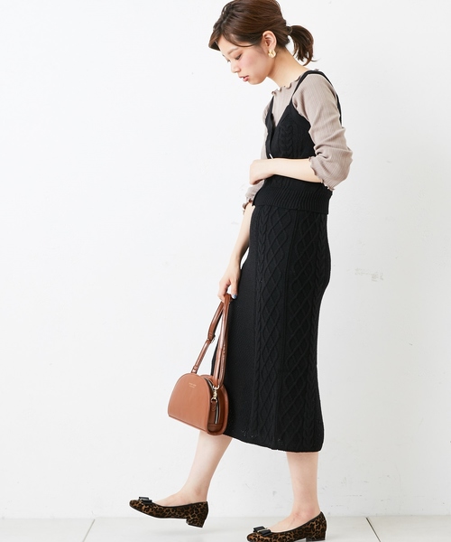 natural couture（ナチュラルクチュール）の「ケーブルニットキャミ（ニット/セーター・レディース・ブラック/ベージュ/ブラウン/オフホワイト・FREE）」の7枚目の写真