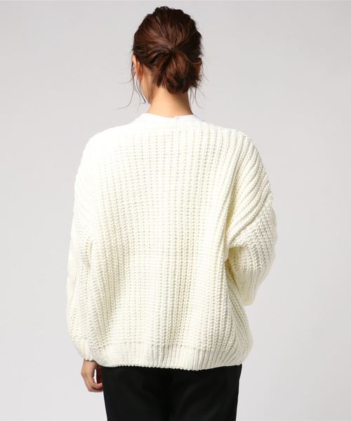 LBC(エルビーシー)の「モール系ケーブルショートカーディガン(カーディガン/ボレロ・レディース・オフホワイト/ネイビー・M)」の6枚目の写真