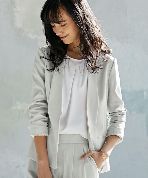 green label relaxing（グリーンレーベルリラクシング）の「[手洗い可能/パウダリードレープ]◆D ショールラペル ジャケット ◆（その他アウター・レディース・ライム/ネイビー/ライトグレー/ブラック・38/40/44/46/42/34/36）」の11枚目の写真